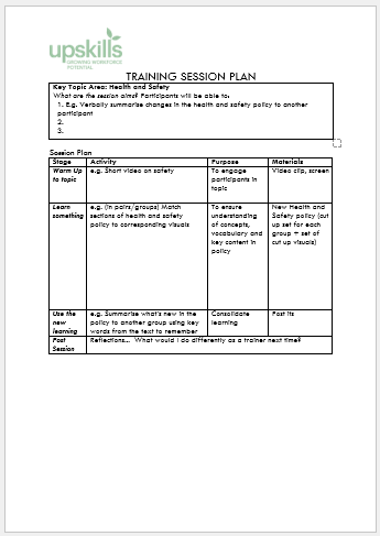 Training session plan