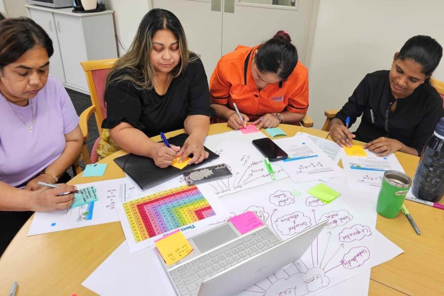 Radius Healthcare learners around a table